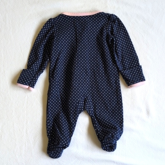 simple joys newborn baby blue dotted zipper footie sleeper pajamas with mitts - Picture 5 of 5